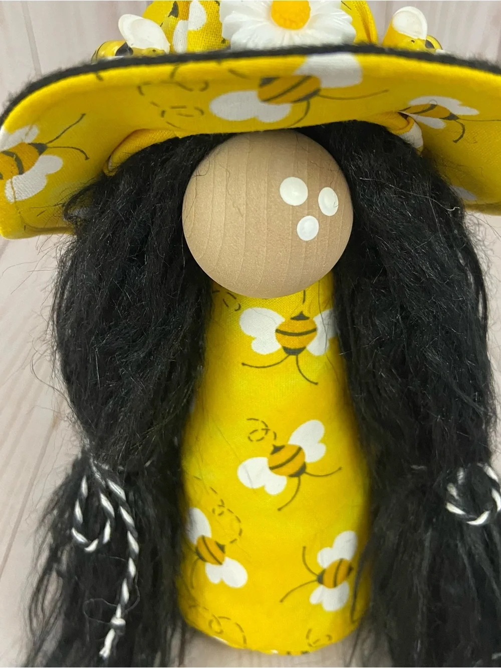 Handmade Bee Gnome Girl – Spring Summer Decor, Bumble Bee Tiered Tray Gnome - Picture 8 of 14
